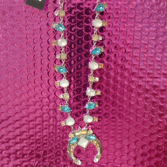 Silver-Tone Multi-Stone Statement Necklace By Guess - Picture 2 of 2